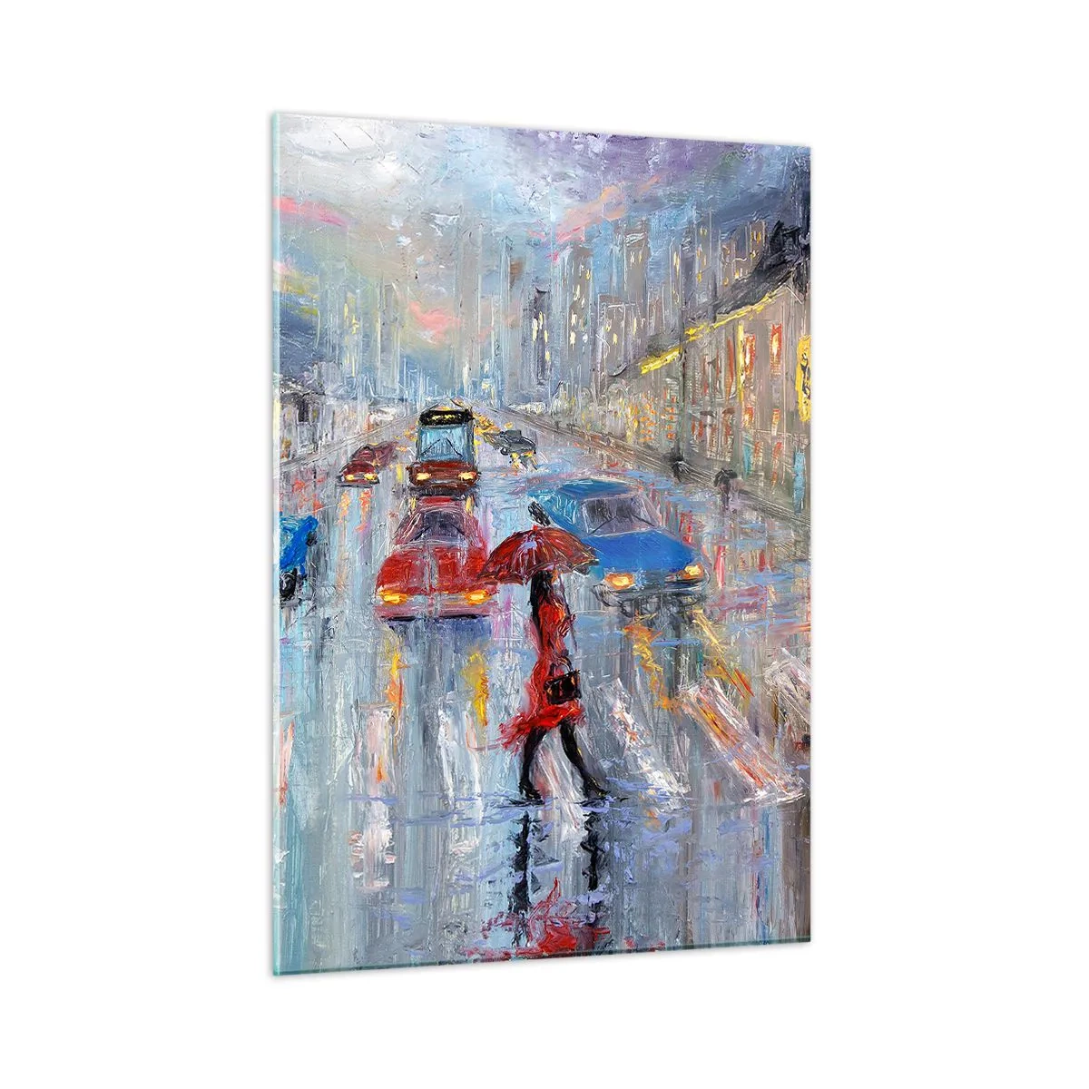 Quadro em vidro - Tarde chuvosa na cidade - 50x70 cm