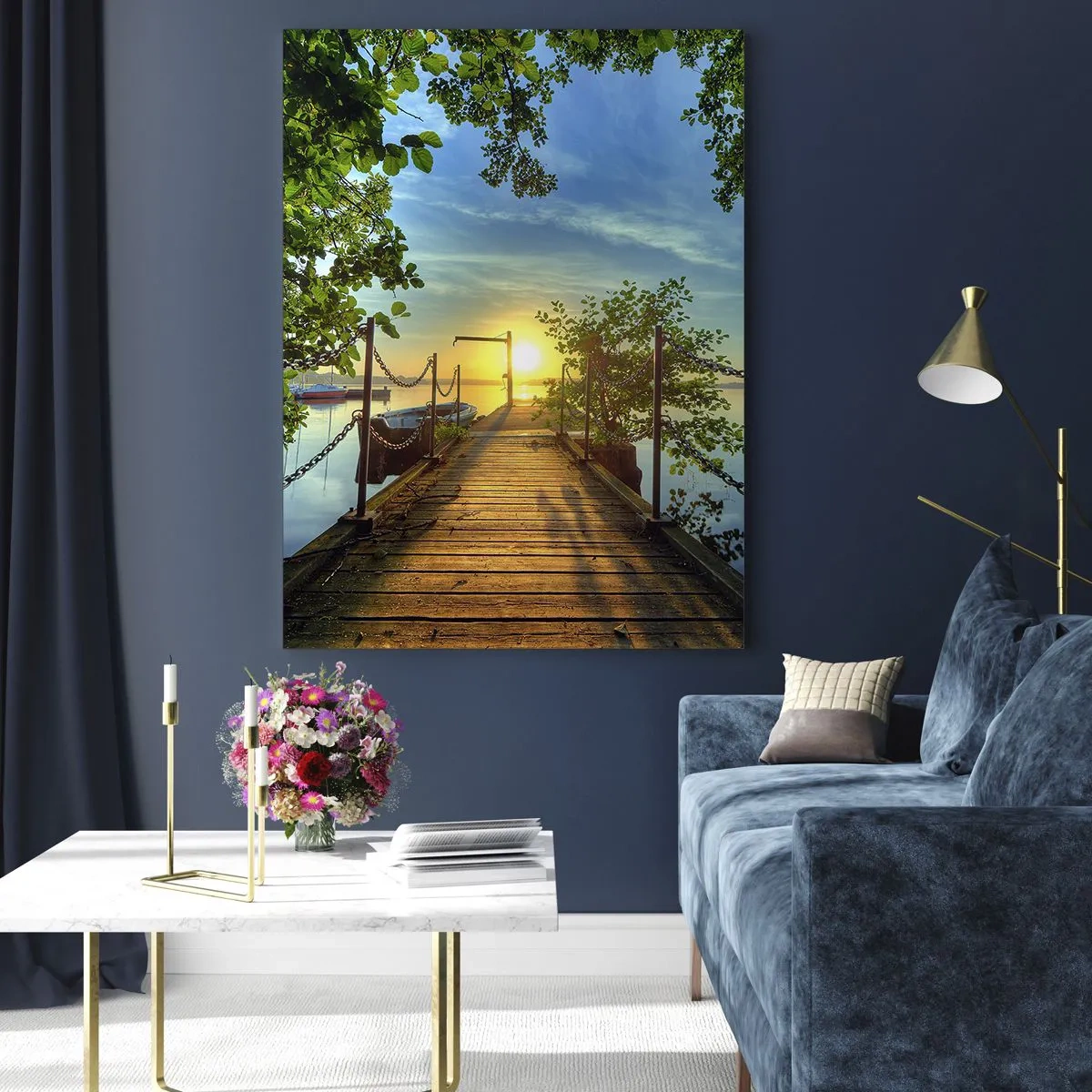 Quadro em vidro - Oeste sobre a água - 80x120 cm