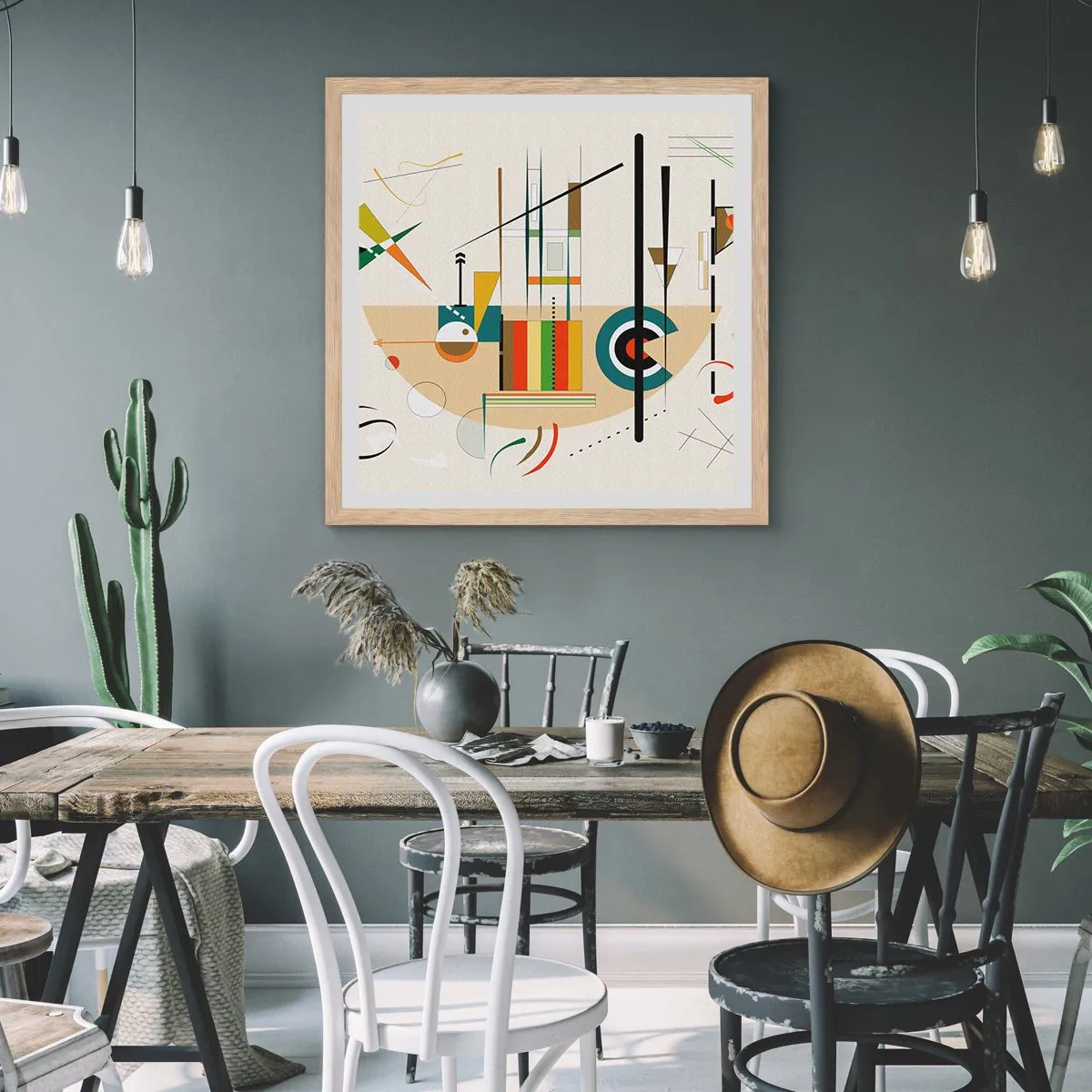 Pôster com moldura de carvalho claro - E o mundo ri - 40x40 cm