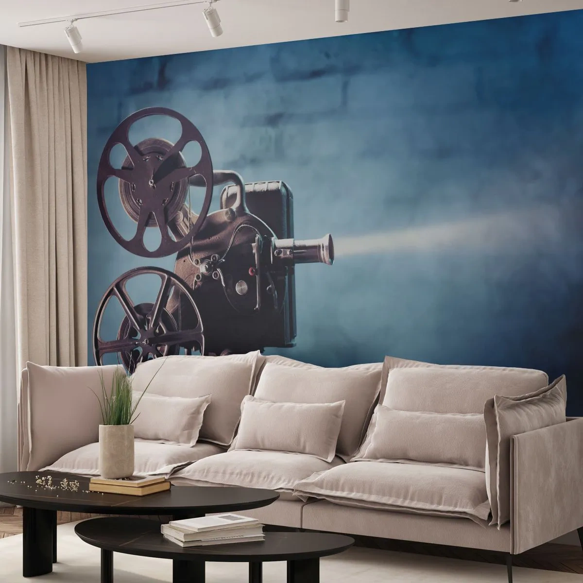 Papel de Parede Premium Canvas - No cinema antigo - Projetor de filme, Vintage, Câmera - 400x280 cm
