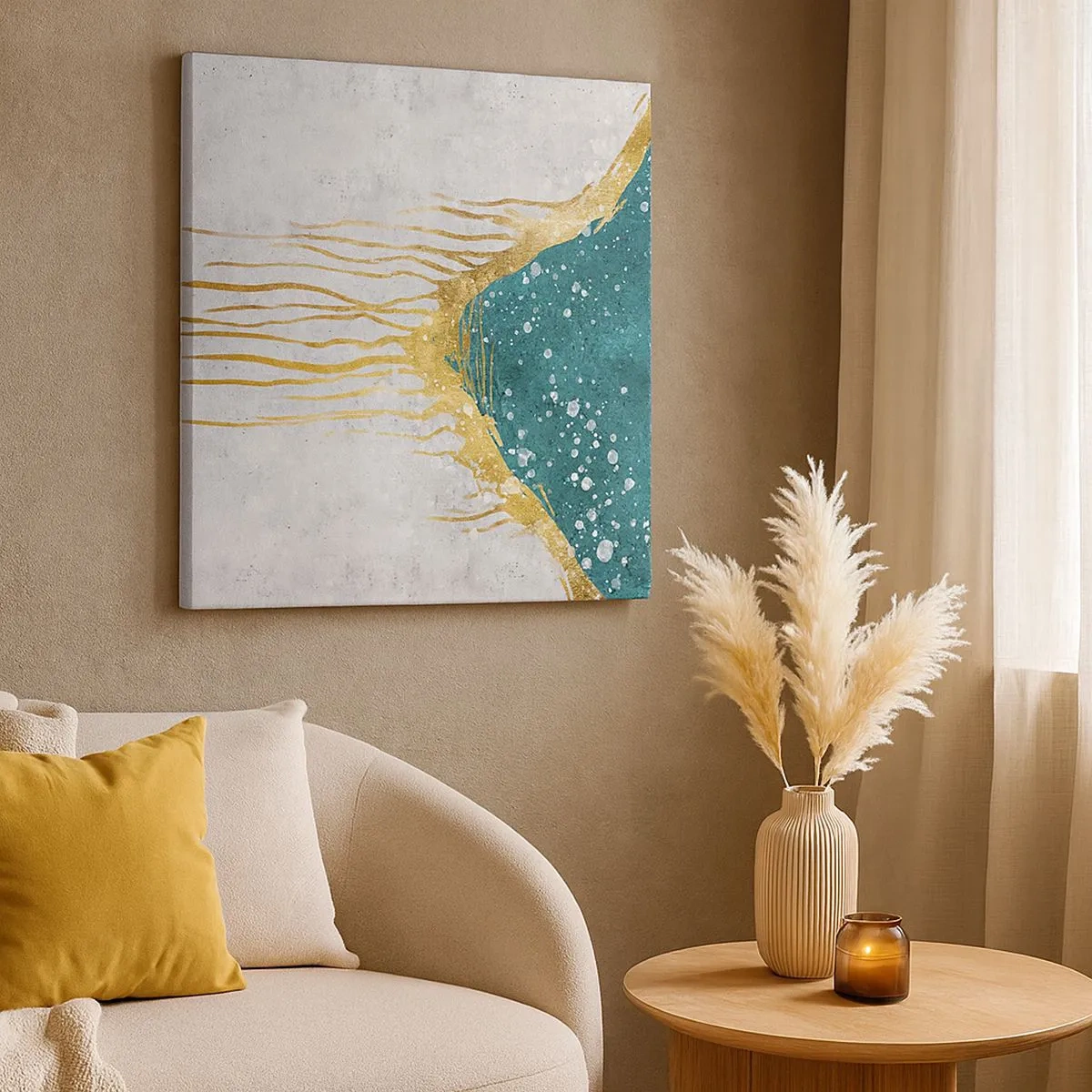 Quadro em tela - Maré Dourada - 30x30 cm