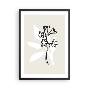 Pôster com moldura preta - Desenho minimalista de flores - 50x70cm - Esboço para o herbário - Decoração de parede moderna para a sala de estar e quarto ARTTOR