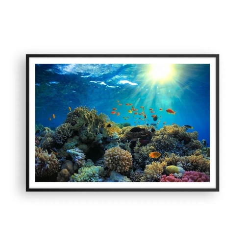 Pôster com moldura preta - Tesouros subaquáticos - 100x70 cm