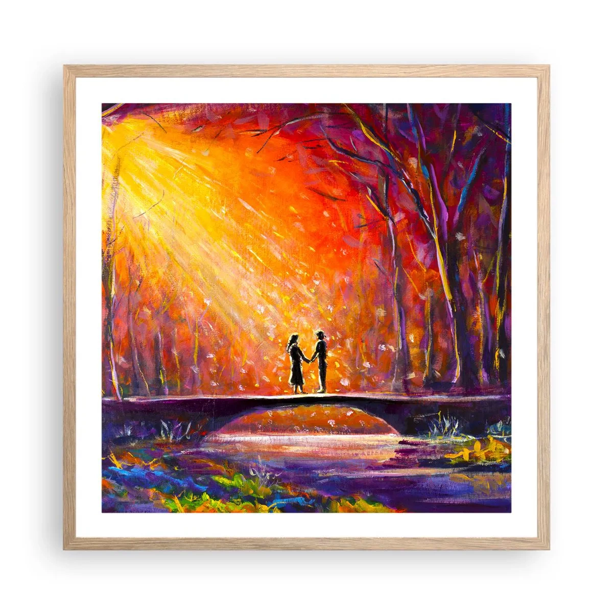 Pôster com moldura de carvalho claro - O céu também os ama - 60x60 cm