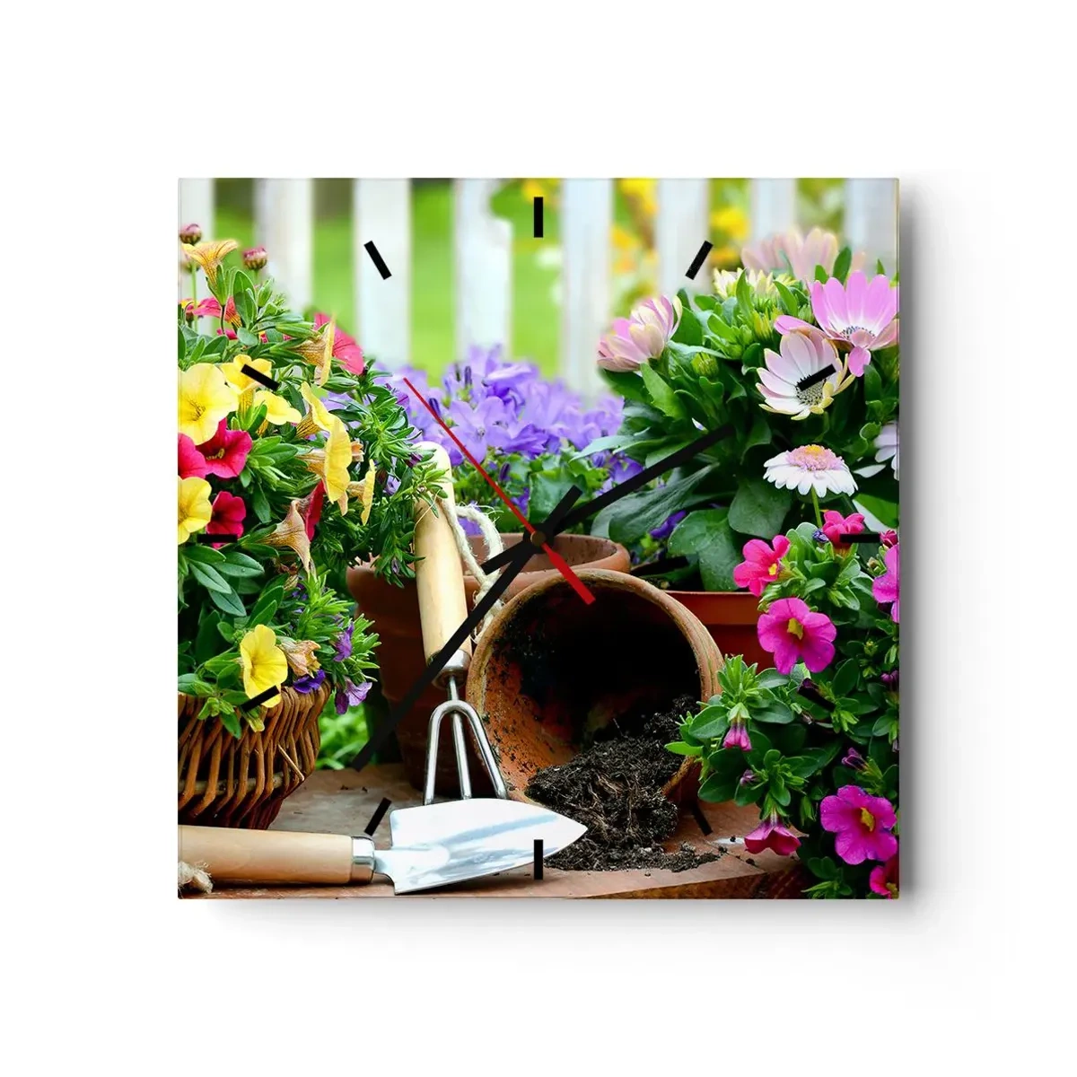 Relógio de parede - Relógio em vidro - Jardim da Joana - 30x30 cm