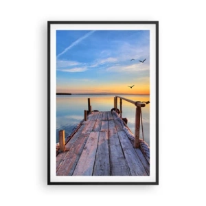 Pôster com moldura preta - Caminhando em direção ao sol - 61x91 cm