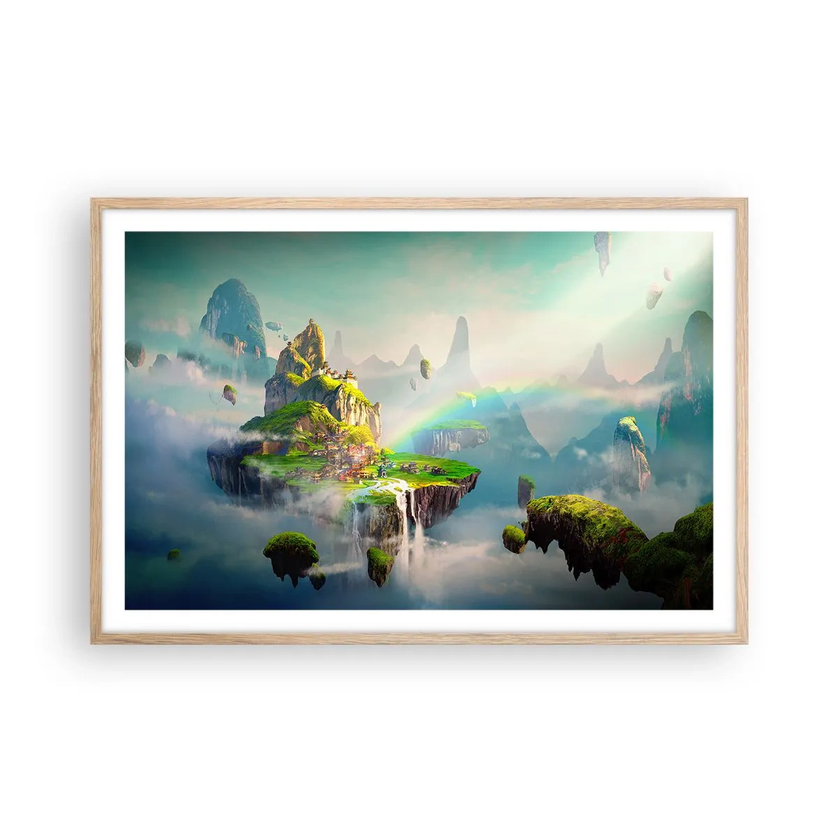 Pôster com moldura de carvalho claro - Meio do céu - as ilhas felizes - 91x61 cm