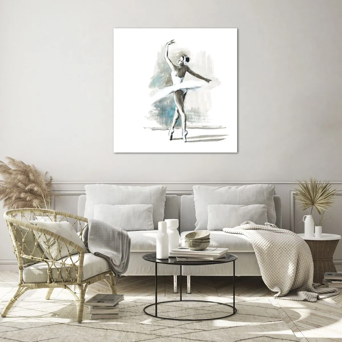 Quadro em vidro - Encantada num cisne - 30x30 cm