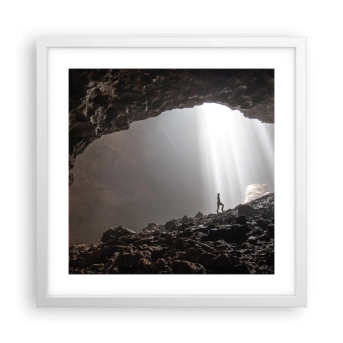 Pôster em moldura branca - Gruta luminosa - 40x40 cm