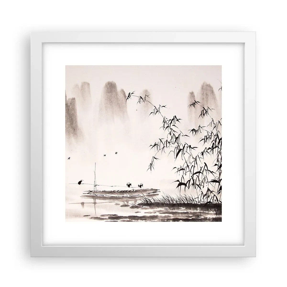 Pôster em moldura branca - O silêncio dos campos de arroz - 30x30 cm
