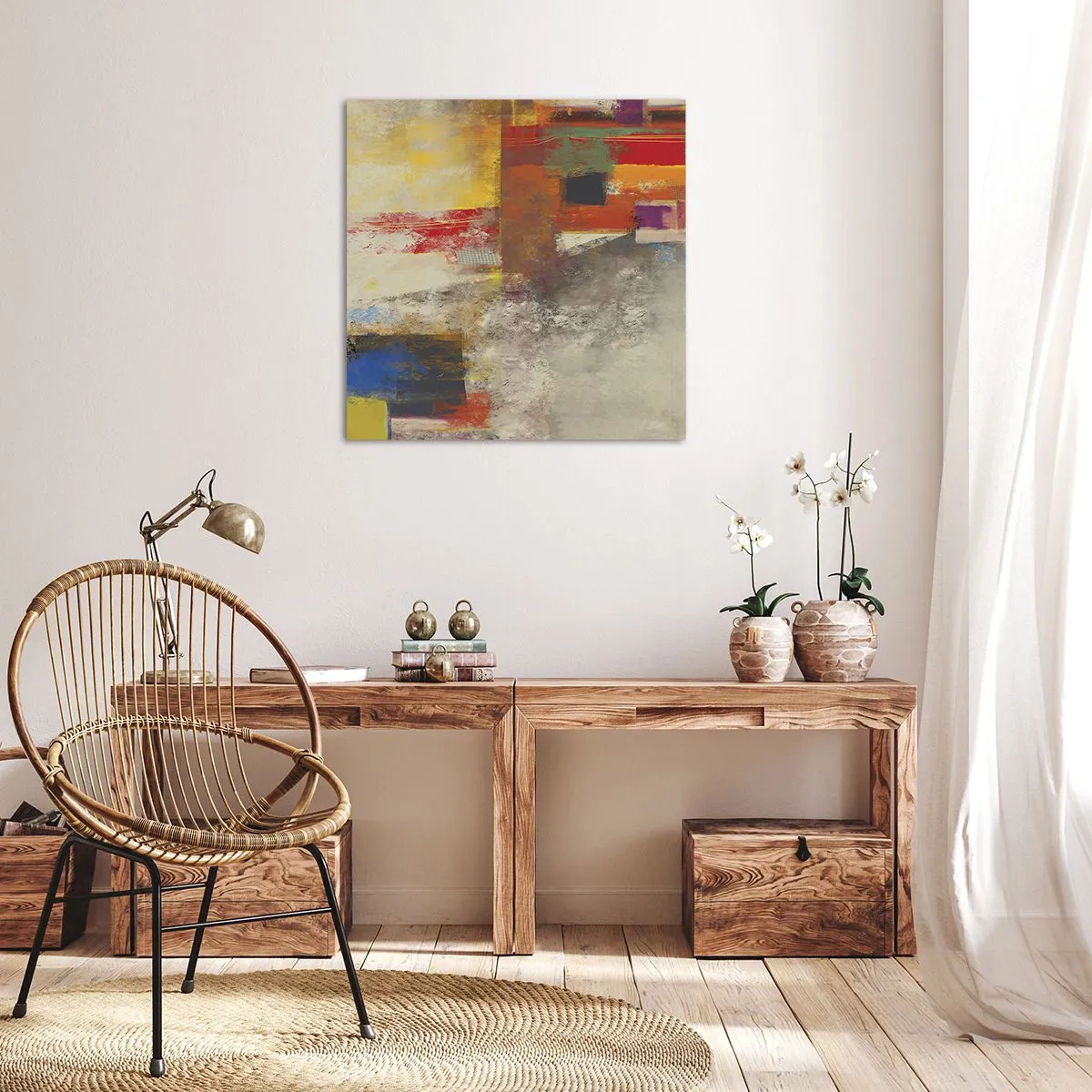 Quadro em tela - Geometria das cores - 30x30 cm