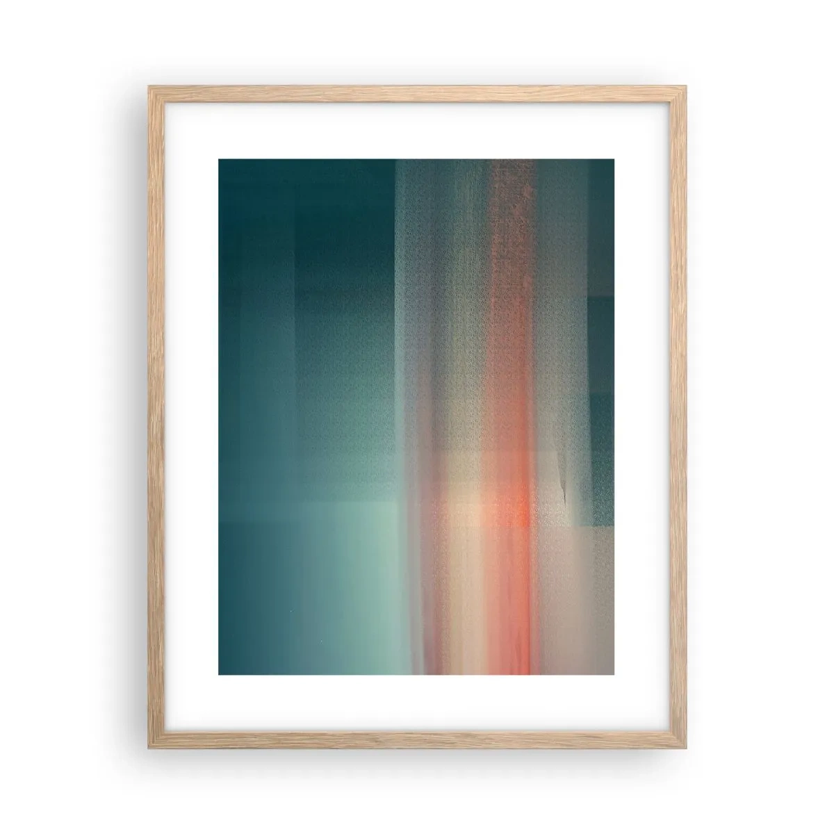 Pôster com moldura de carvalho claro - Resumo: ondas de luz - 40x50 cm