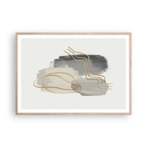 Pôster com moldura de carvalho claro - Duração e movimento - 100x70 cm