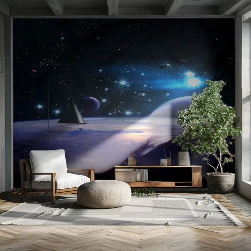 Papel de Parede Premium Sand - Ainda sozinhos? - Cosmos, Planeta Terra, Universo - 100x70 cm