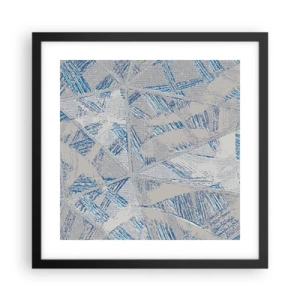 Pôster com moldura preta - Em um labirinto azul e cinza - 40x40 cm