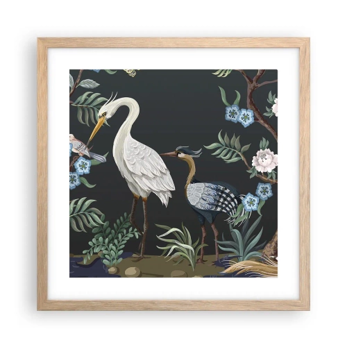 Pôster com moldura de carvalho claro - Desfile de pássaros - 40x40 cm