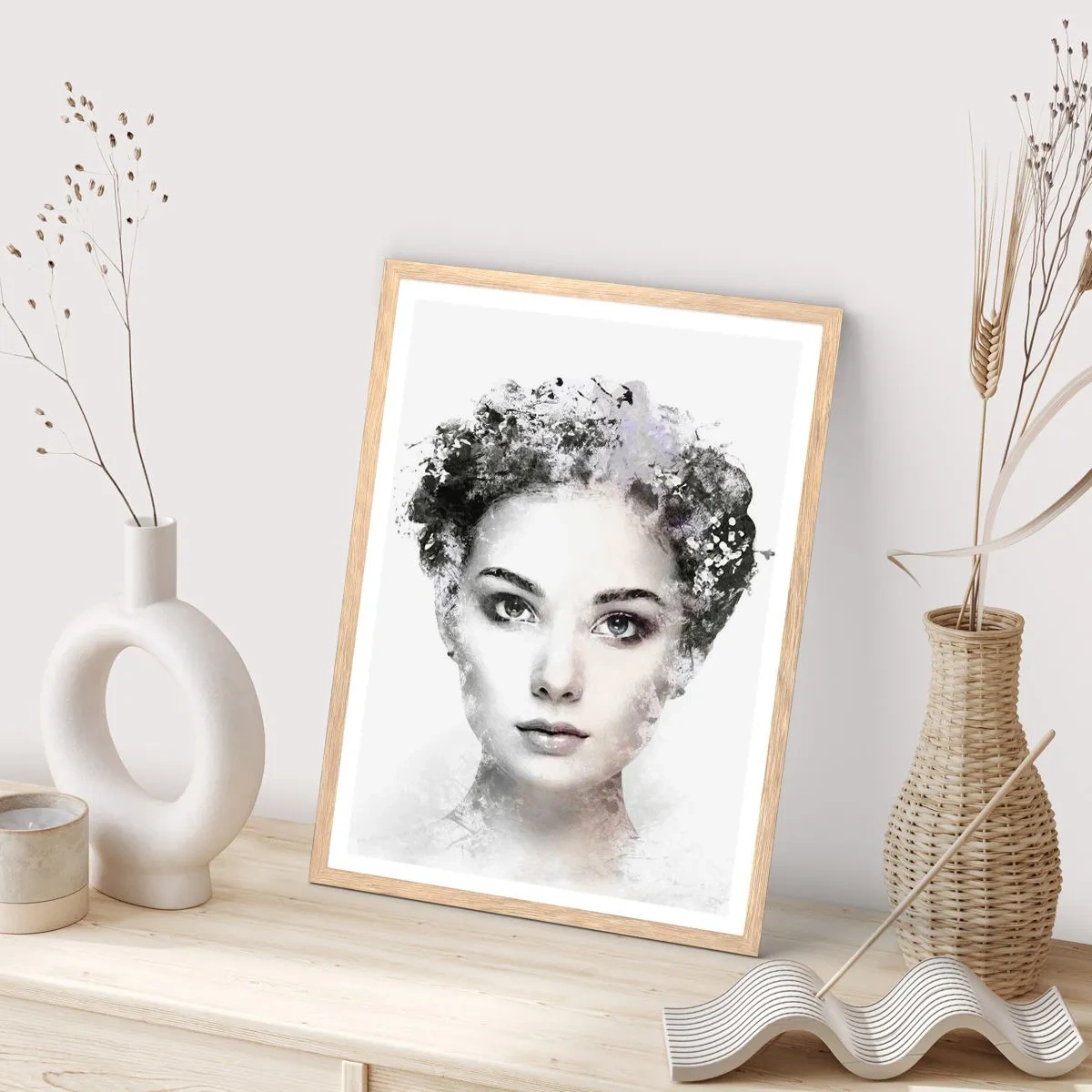 Pôster com moldura de carvalho claro - Um retrato extremamente elegante - 40x50 cm