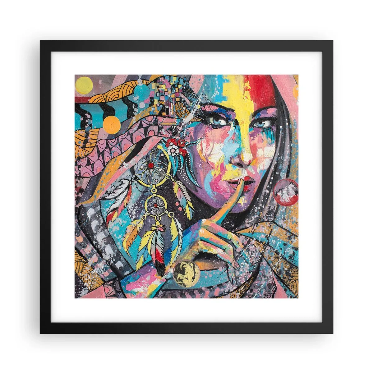 Pôster com moldura preta - Fique em silêncio até compreender - 40x40 cm