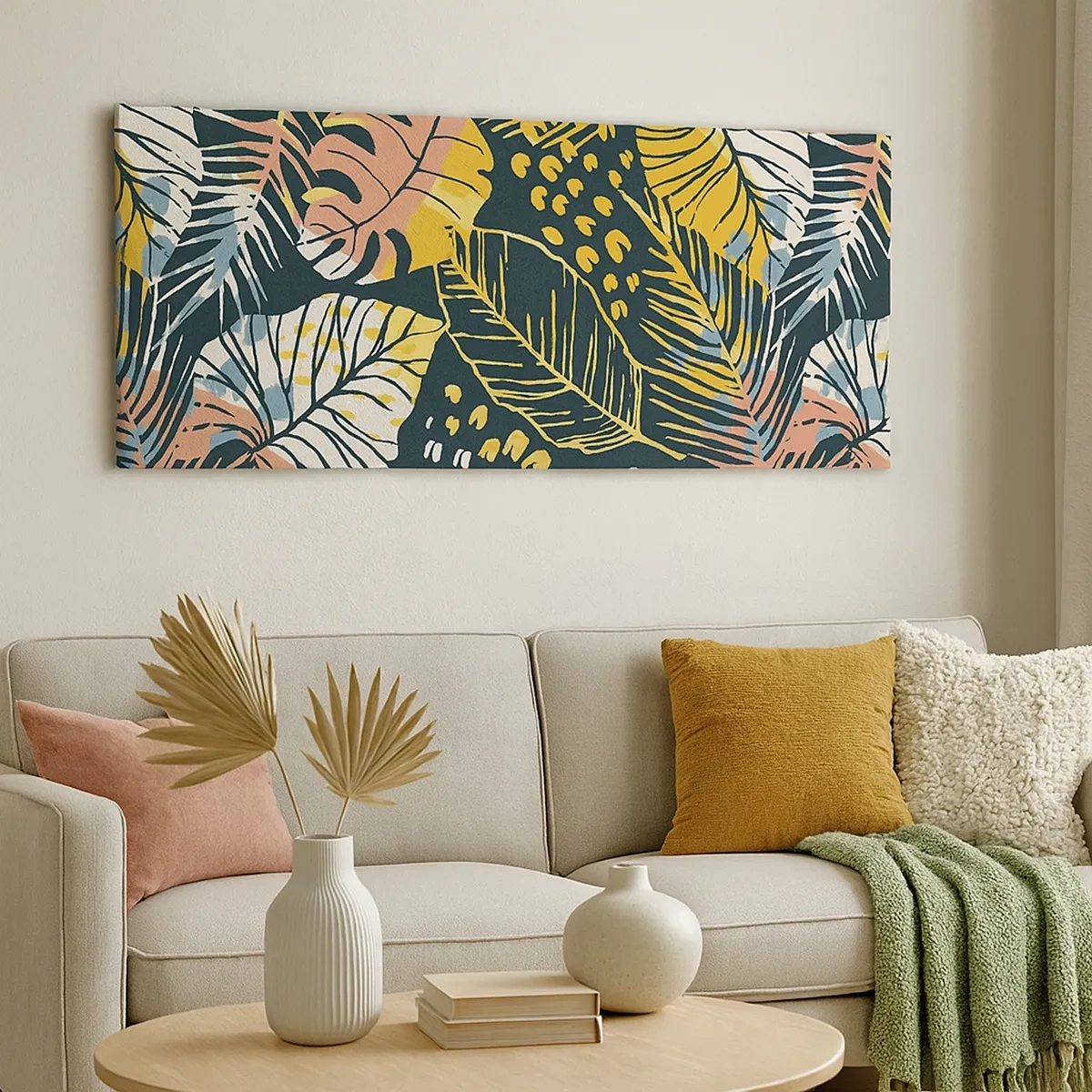 Quadro em tela - Fantasia de folhas - 30x30 cm