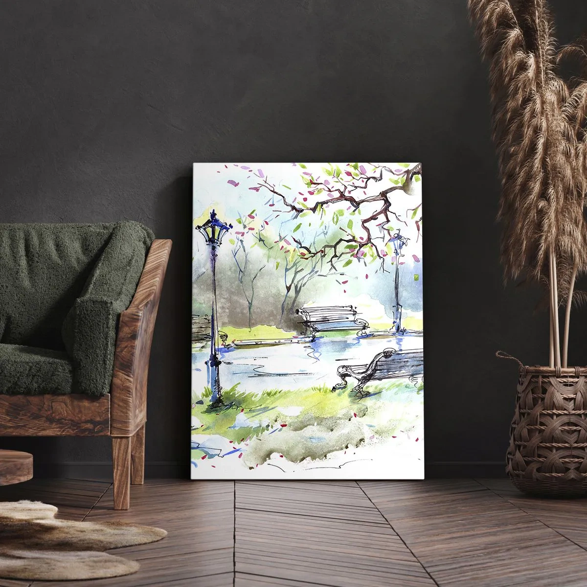 Quadro em tela - O encanto do silêncio do parque - 50x70 cm