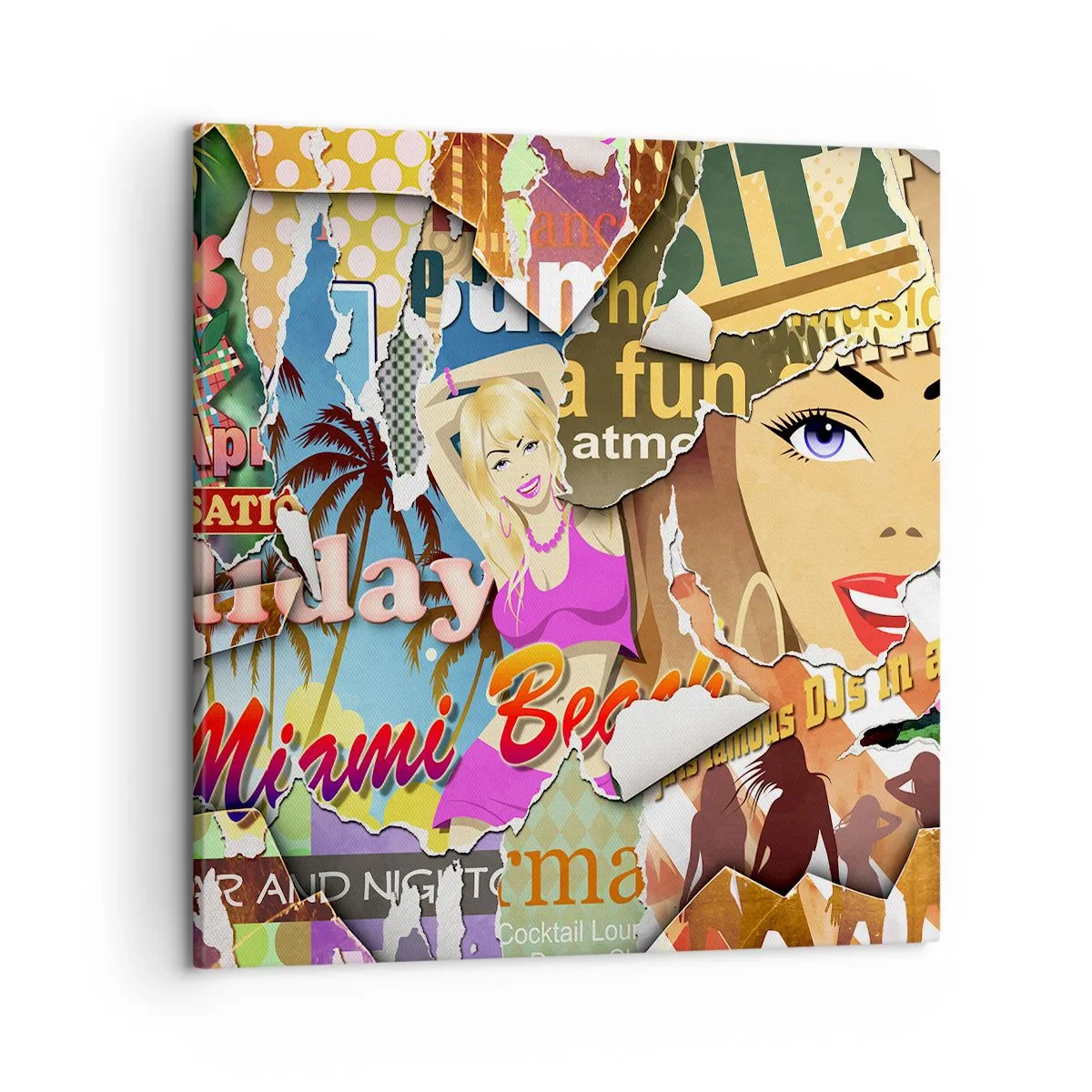 Quadro em tela - Flashbacks das férias - 50x50 cm