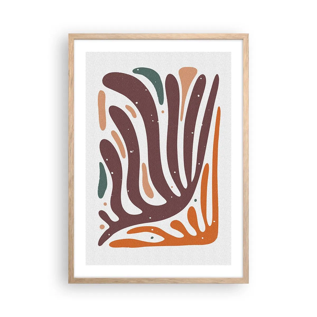 Pôster com moldura de carvalho claro - Composição orgánica radiante - 50x70 cm