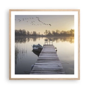 Pôster com moldura de carvalho claro - Voltarei dentro de algum tempo - 60x60 cm