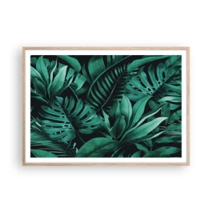 Pôster com moldura de carvalho claro - A profundidade da vegetação tropical - 100x70 cm
