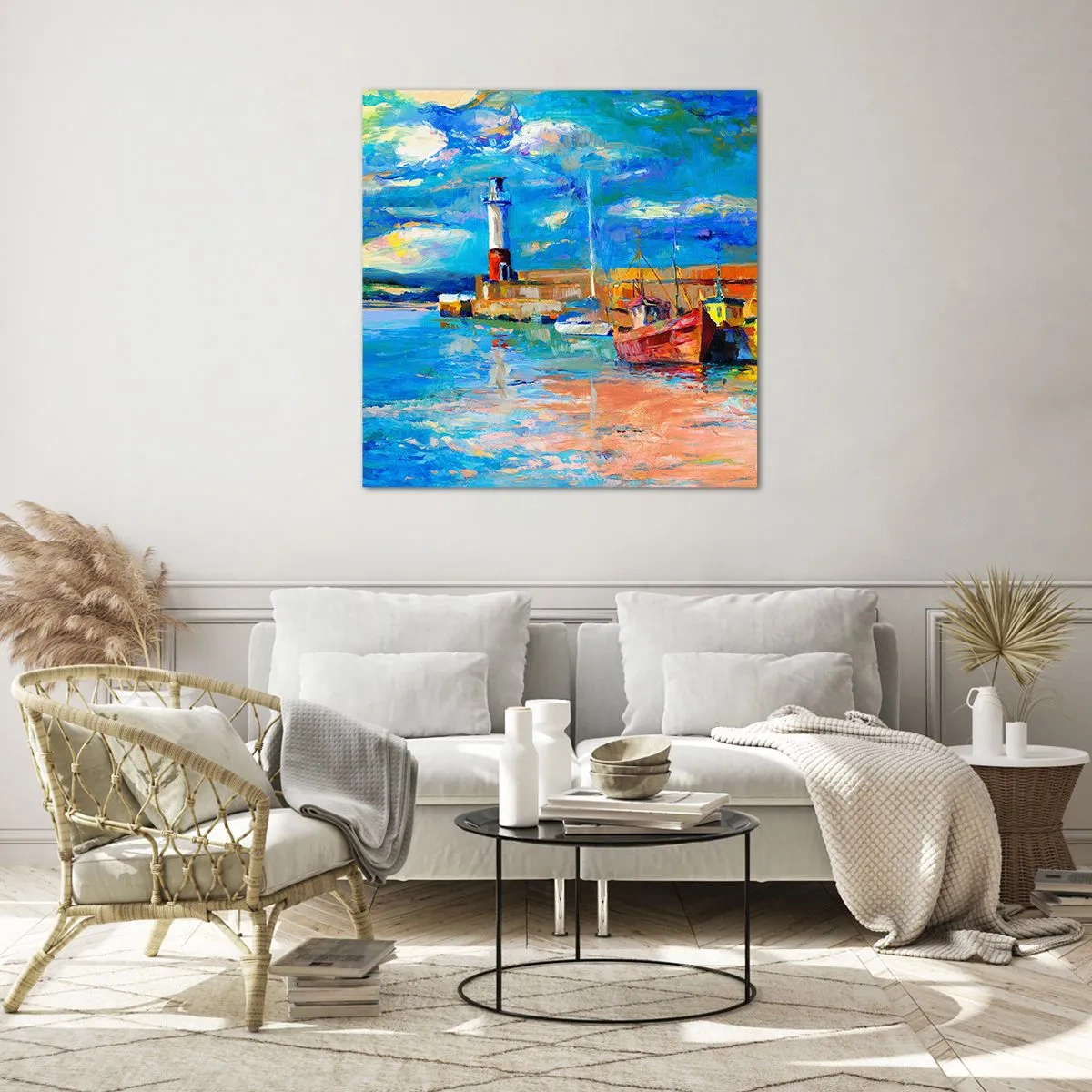 Quadro em vidro - Tarde na baía do arco-íris - 30x30 cm