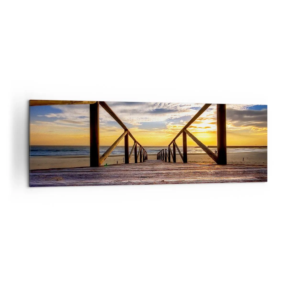 Quadro em tela - Direto para a praia tranquila ao pôr do sol - 160x50 cm