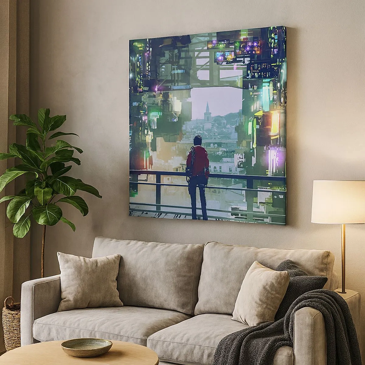 Quadro em tela - Dois mundos - 30x30 cm