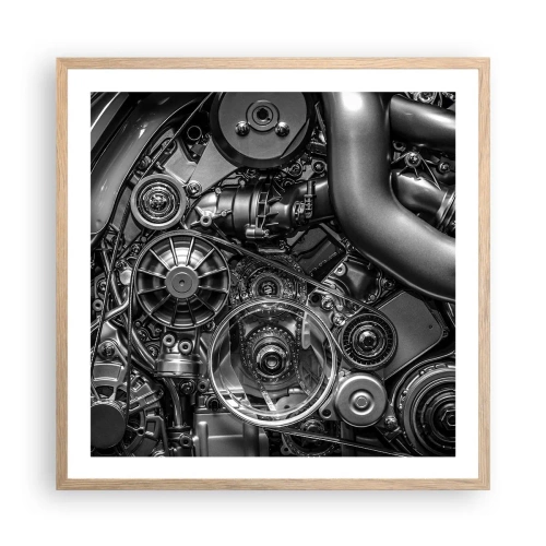 Pôster com moldura de carvalho claro - A poesia da mecánica - 60x60 cm