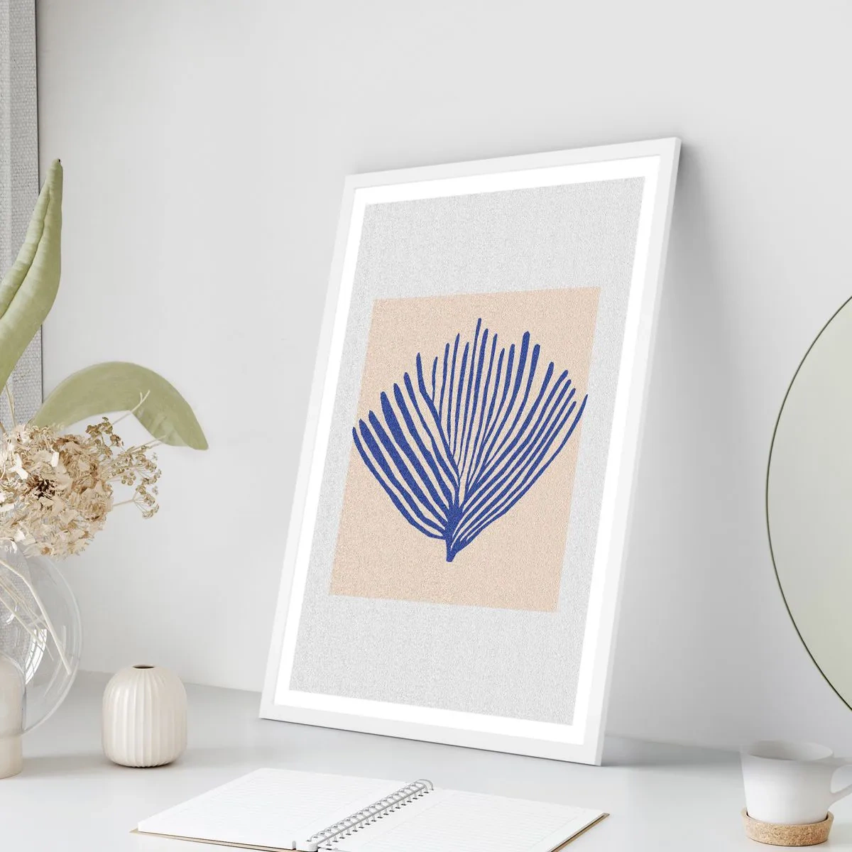 Pôster em moldura branca - Ventilador azul - 40x50 cm