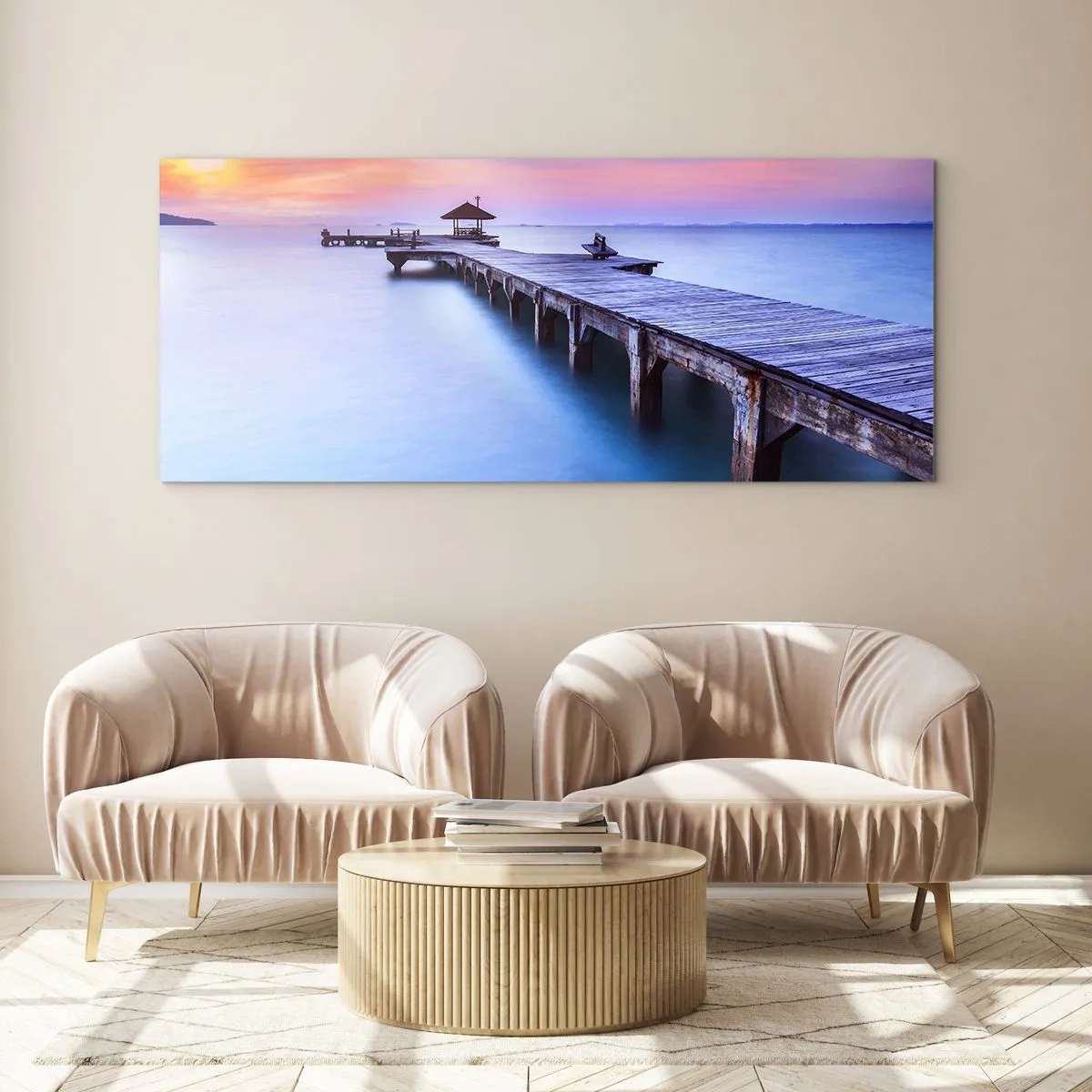 Quadro em vidro - Um mar de paz no horizonte - 140x50 cm