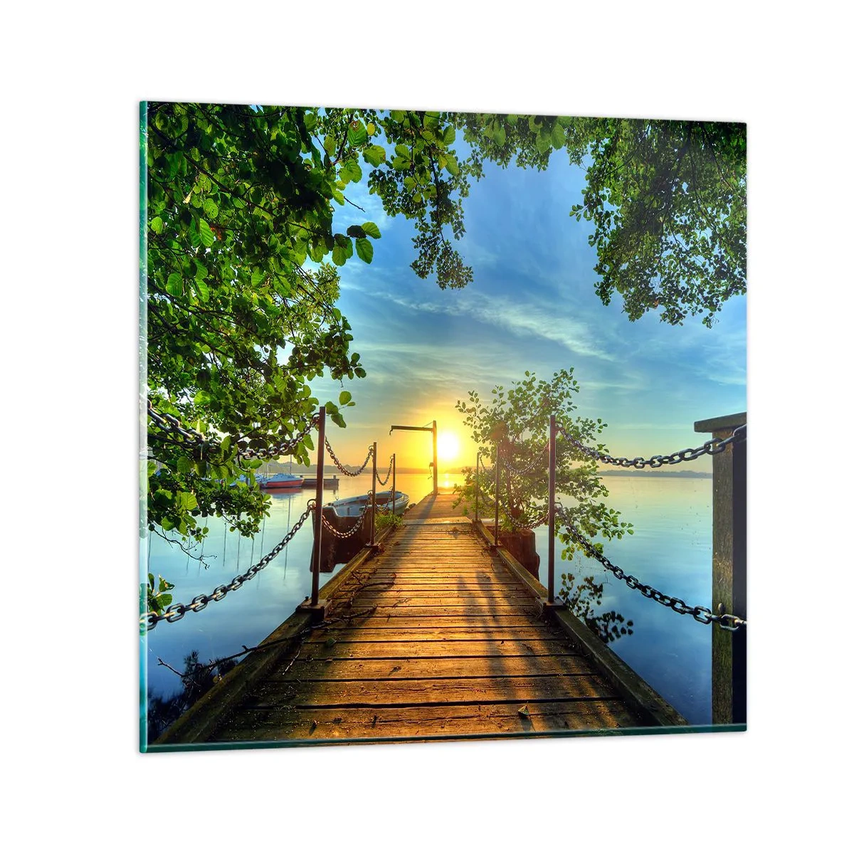 Quadro em vidro - Oeste sobre a água - 50x50 cm