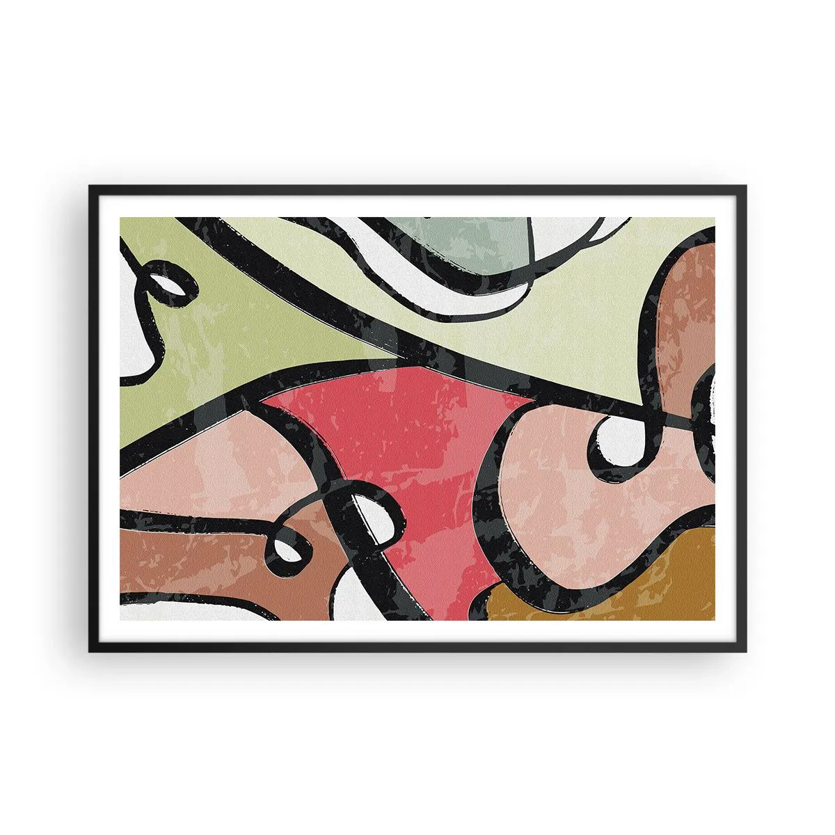 Pôster com moldura preta - Piruetas entre cores - 100x70 cm