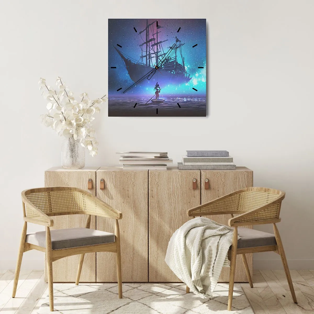 Relógio de parede - Relógio em vidro - Um encontro com o mito do mar - 40x40 cm