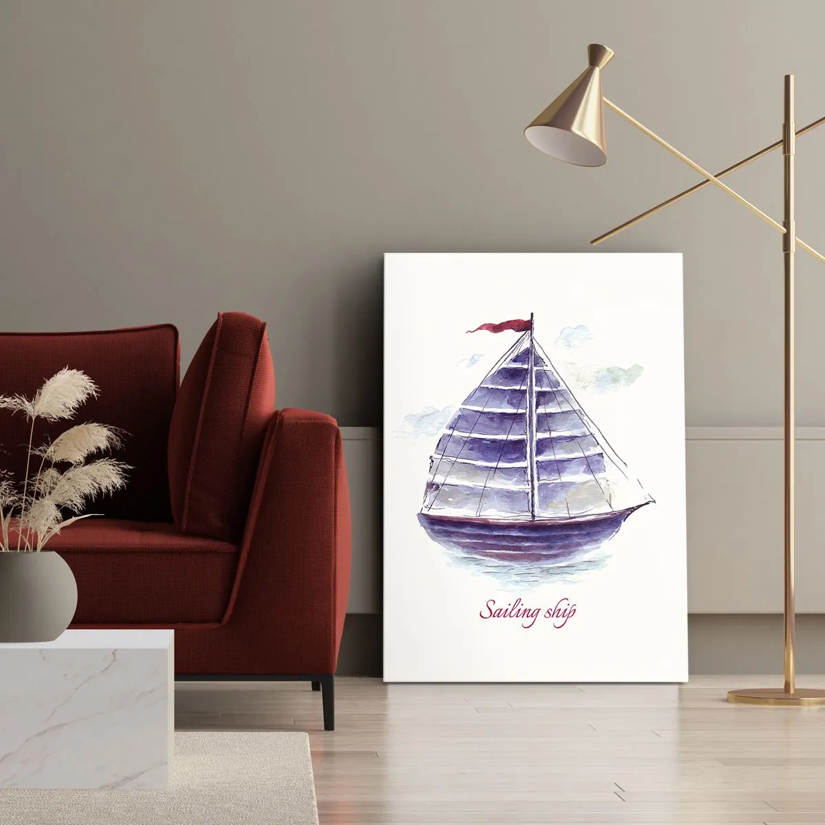 Quadro em tela - Cheio de velas e águas calmas - 50x70 cm