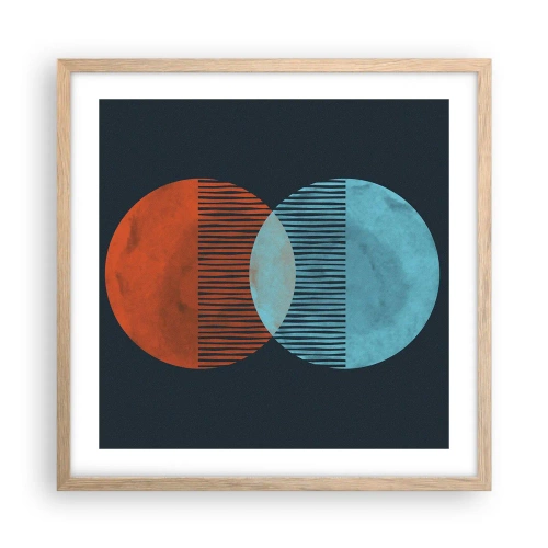 Pôster com moldura de carvalho claro - Fantasia astronómica - 50x50 cm