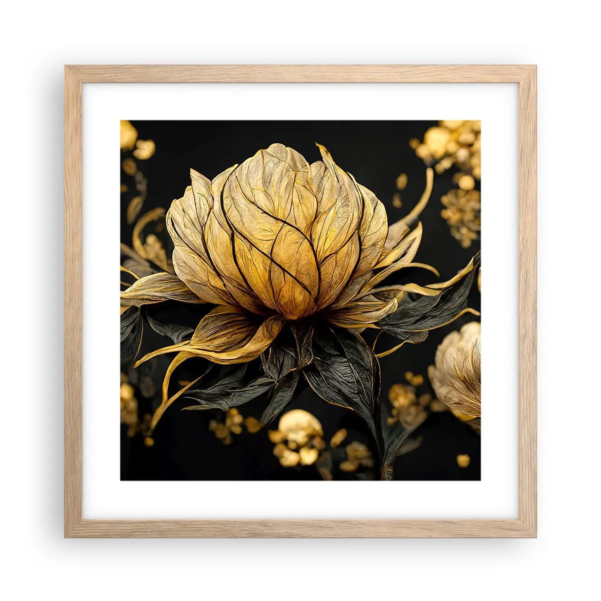 Pôster com moldura de carvalho claro - Fragilidade sutil - 40x40 cm