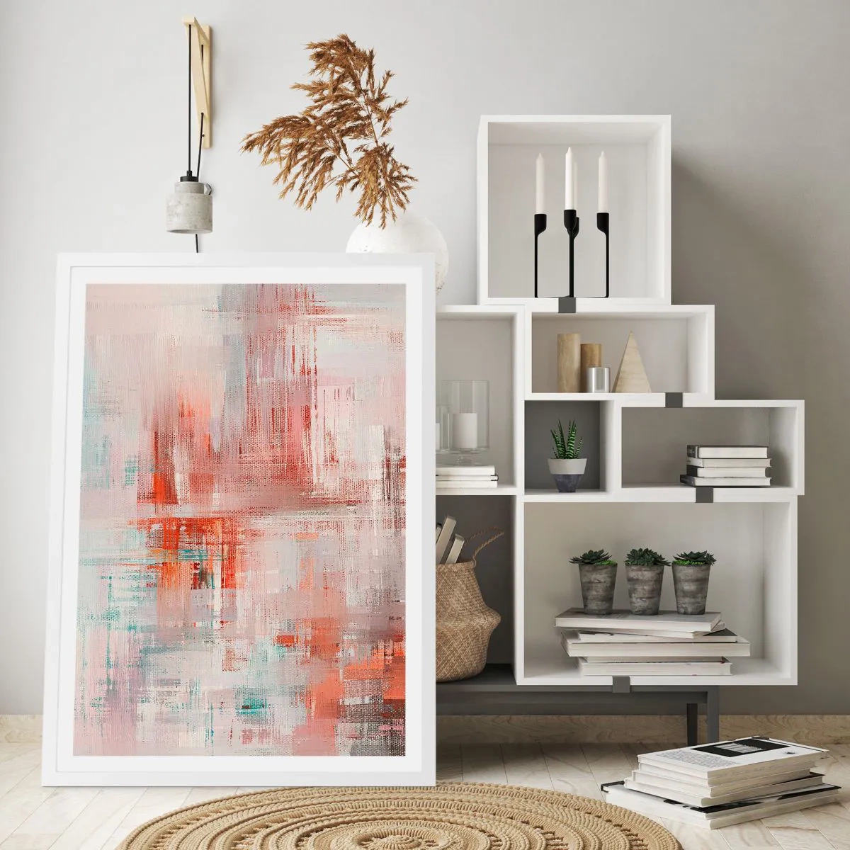 Pôster em moldura branca - Nebuloso. Mas rosa - 30x40 cm