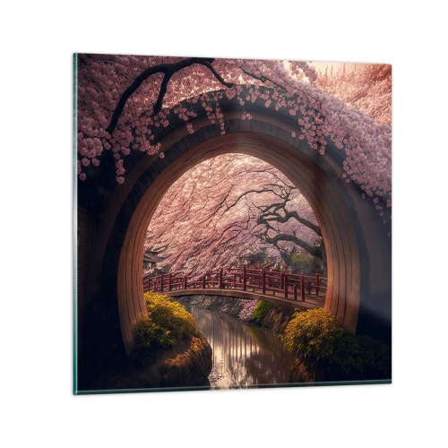 Quadro em vidro - Primavera japonesa - 30x30 cm