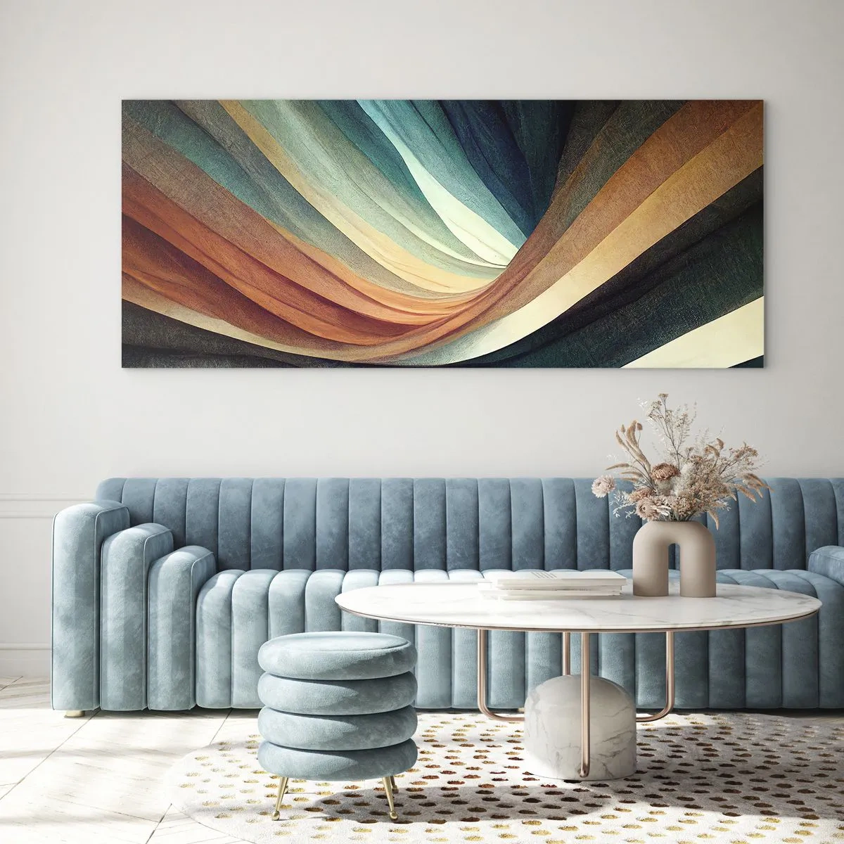 Quadro em vidro - Tecido de cores - 100x40 cm