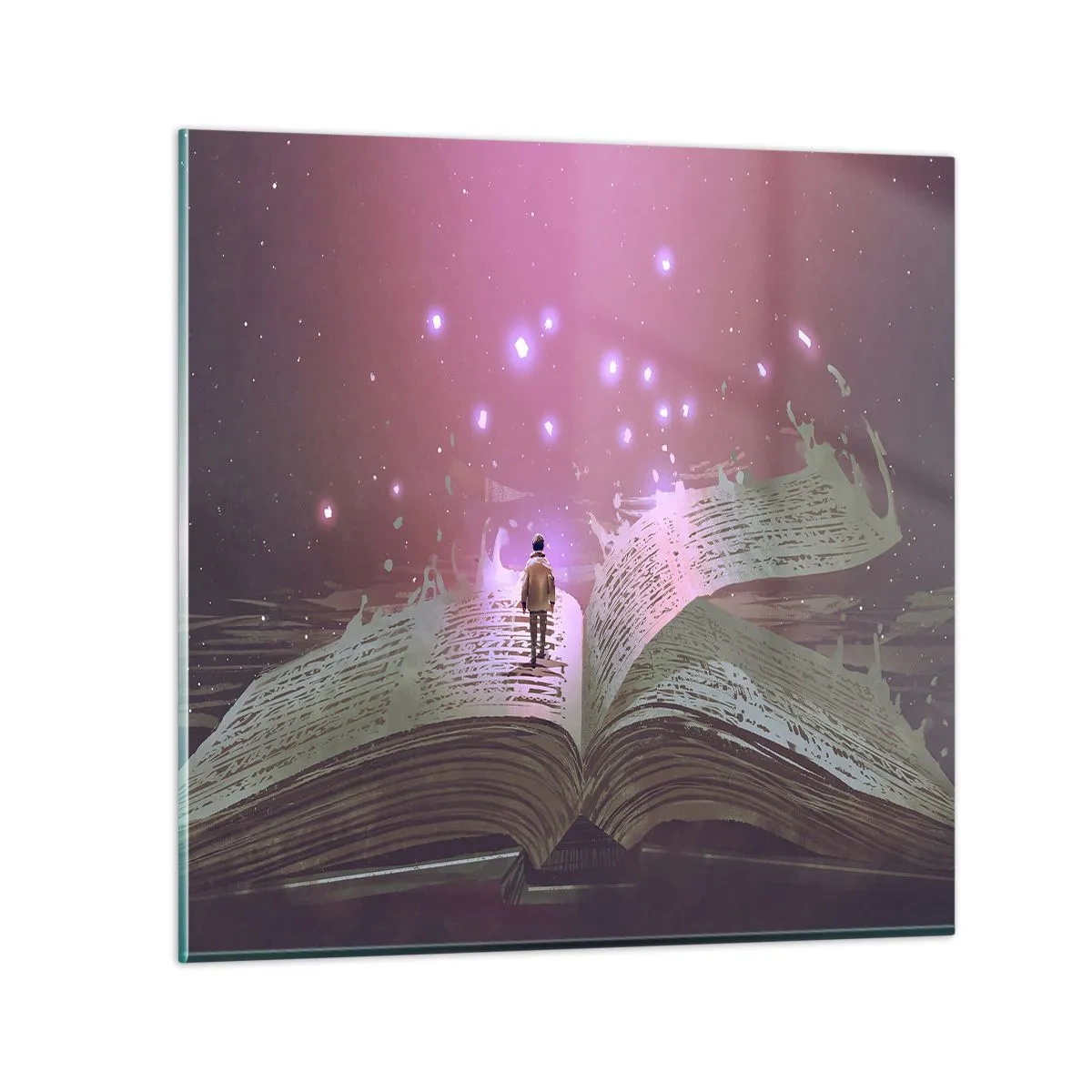 Quadro em vidro - Um convite para outro mundo - leia! - 30x30 cm