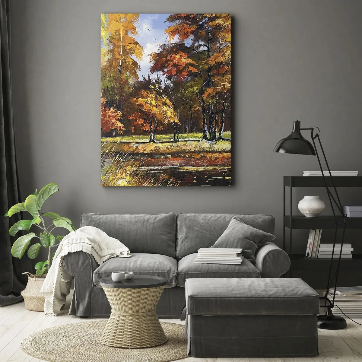 Quadro em tela - Paisagem em ouro e bronze - 50x70 cm