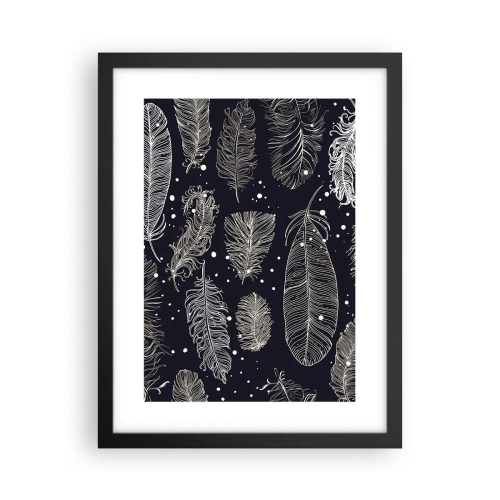 Pôster com moldura preta - Rendas de penas - 30x40 cm