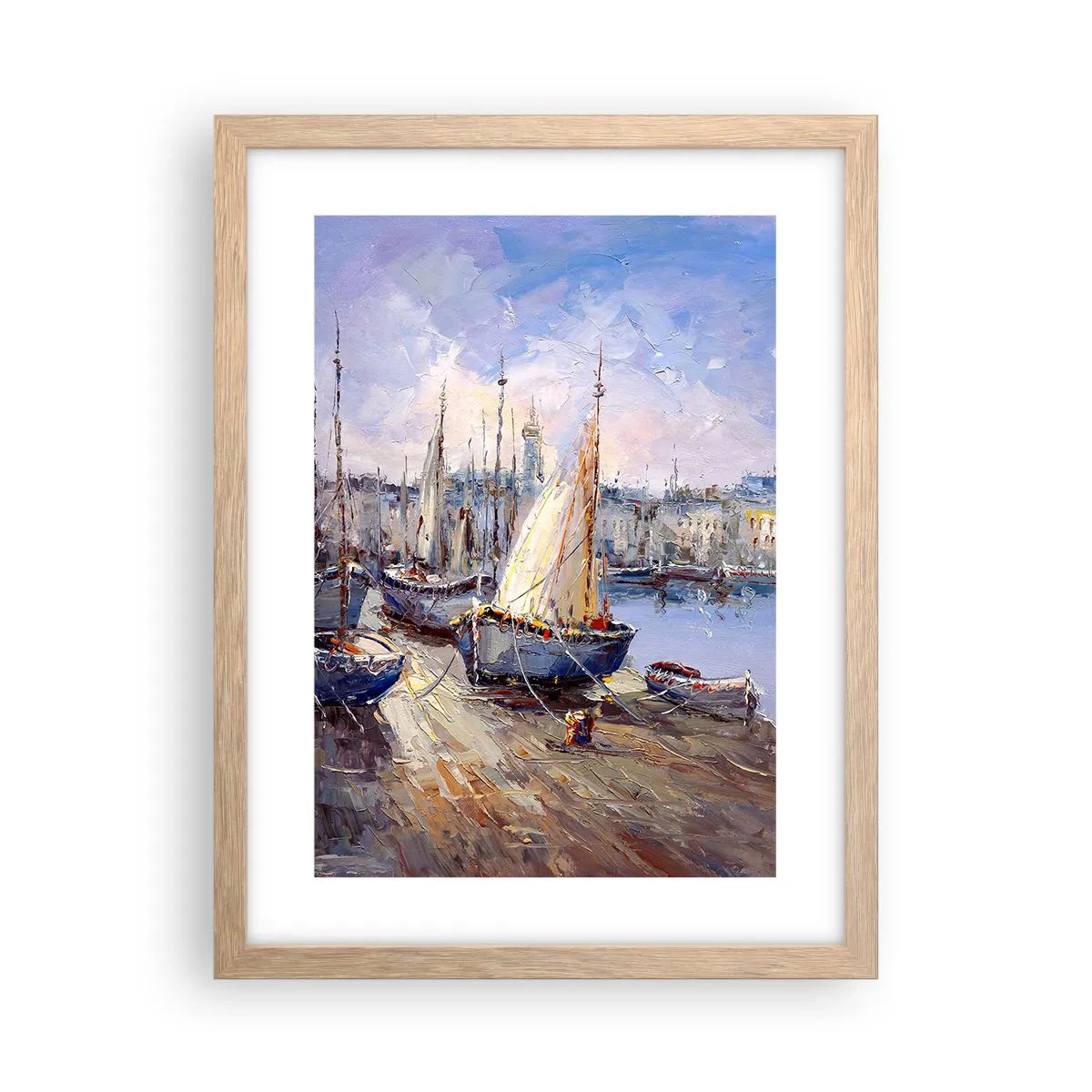 Pôster com moldura de carvalho claro - Uma cidade à beira da baía - 30x40 cm