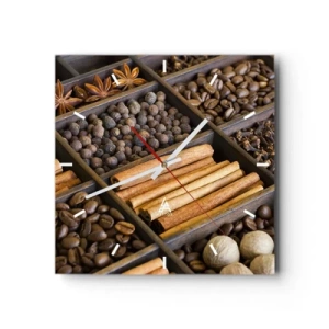 Relógio de parede - Relógio em vidro - Um tesouro de aromas - 40x40 cm