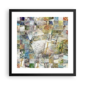 Pôster com moldura preta - Embaralhamento geométrico - 40x40 cm