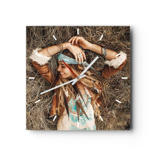 Relógio de parede - Relógio em vidro - A caminho do verão do amor - 30x30 cm